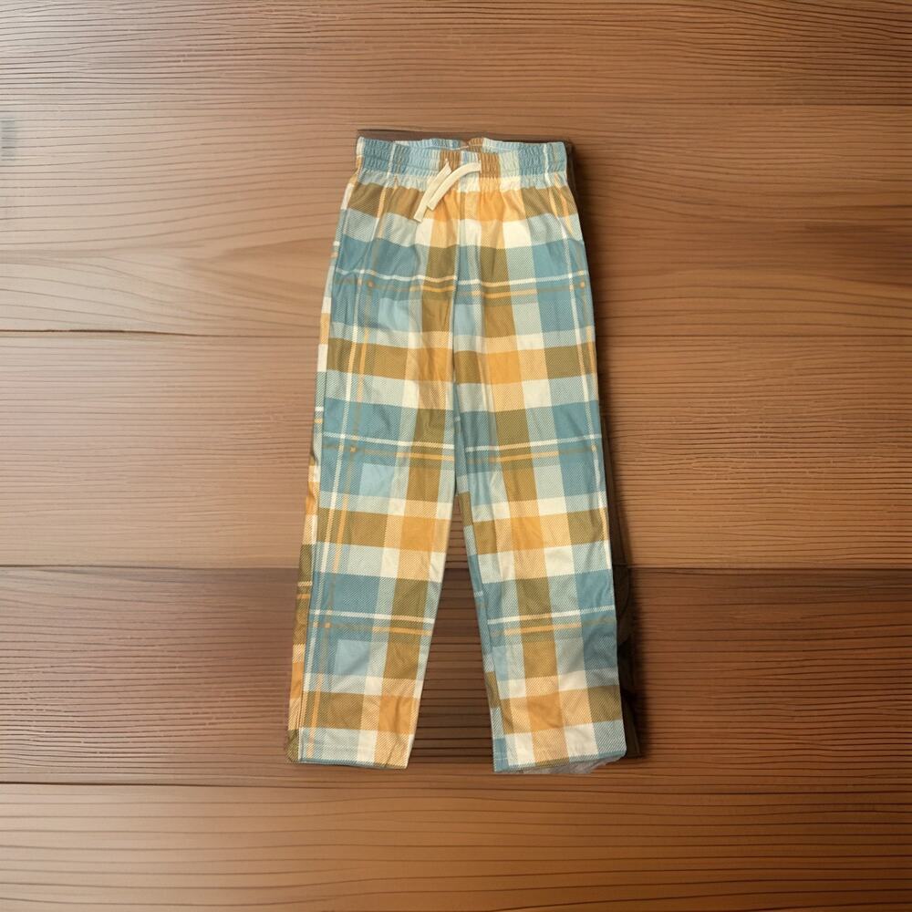Cat & Jack Boys Yellow And Green Plaid Flannel Pajama Pants Small 6/7 New